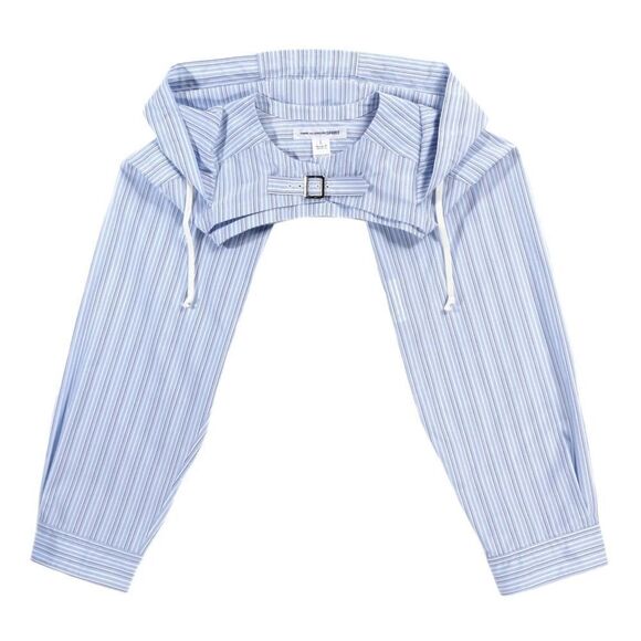 Comme des Garcons Tops - RARE COMME DES GARÇONS Blue & White Striped Bolero Hooded Shirt